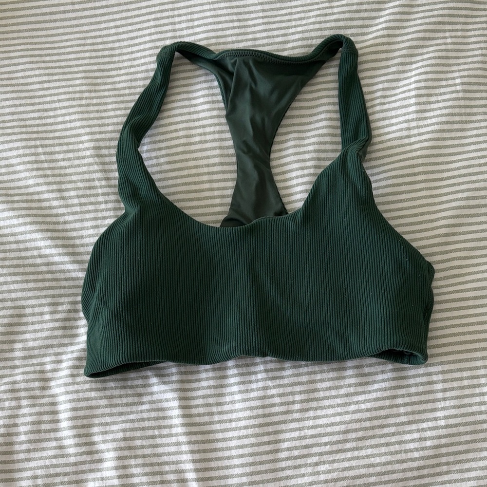 Forest Green Ribbed Sports Bra